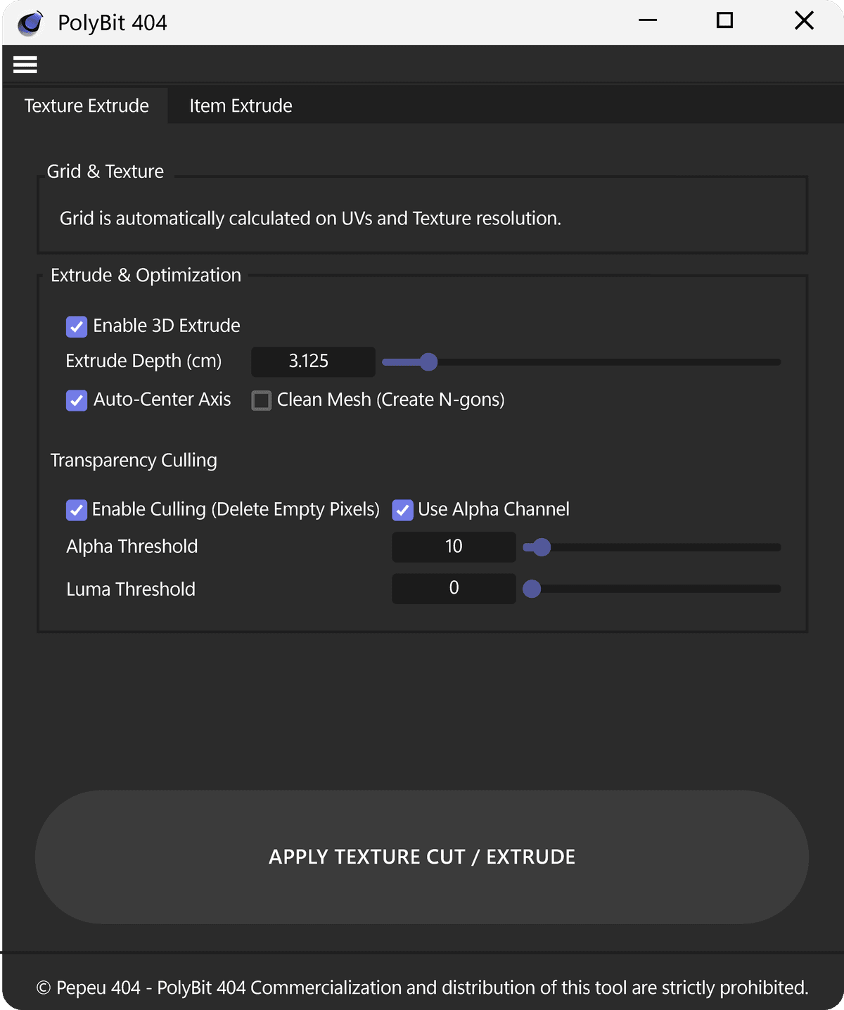 Texture Extrude UI
